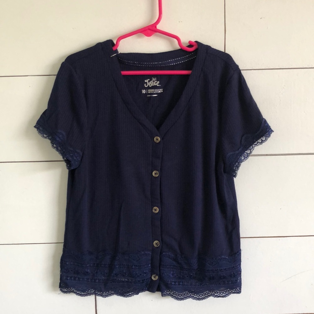 Justice Navy Blue ribbed shirt